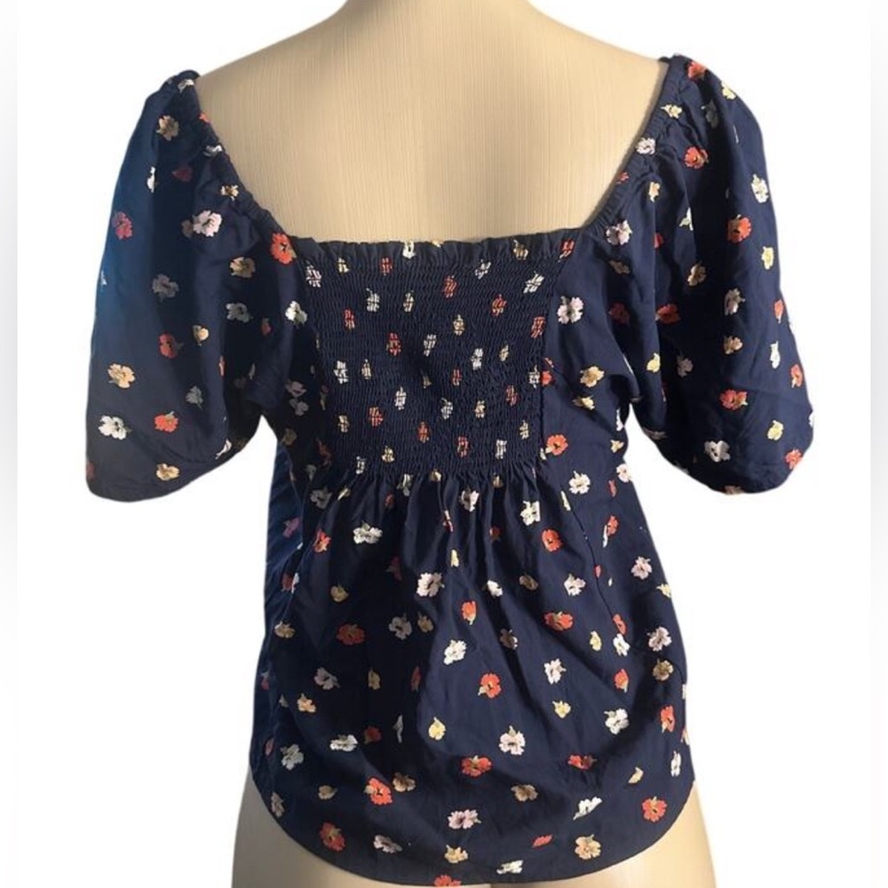 Madewell Seamed Button-Down Shirt in Confetti Floral Navy - Size S - Picture 4 of 4